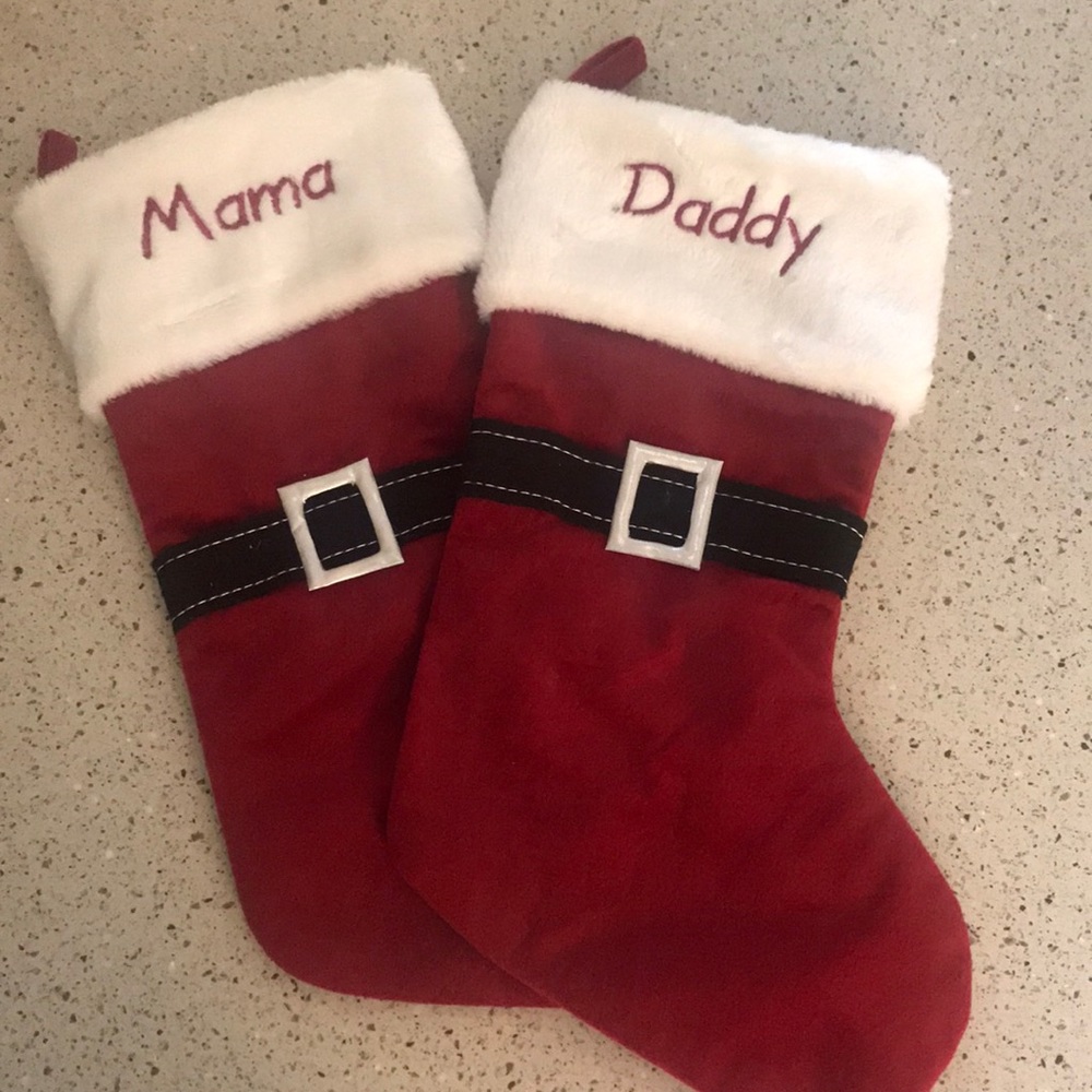 Mama and Daddy Christmas stockings from Personalization Mall 🎄